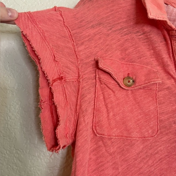We the Free Free People Pink Graceland Linen Blend Tee Shirt Small - Picture 4 of 9